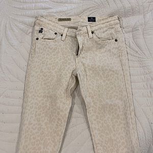 AG skinny legging ankle jean, cream cheetah, sz 26